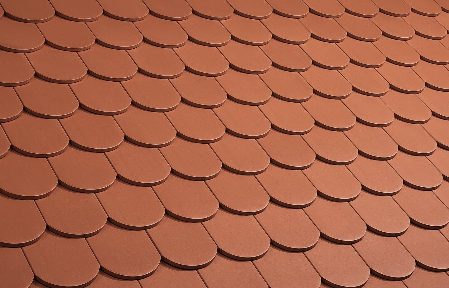 Tuiles plates écaille - Tuile standard Brun cuivré | Motif de surface toît | © © ERLUS AG 2021