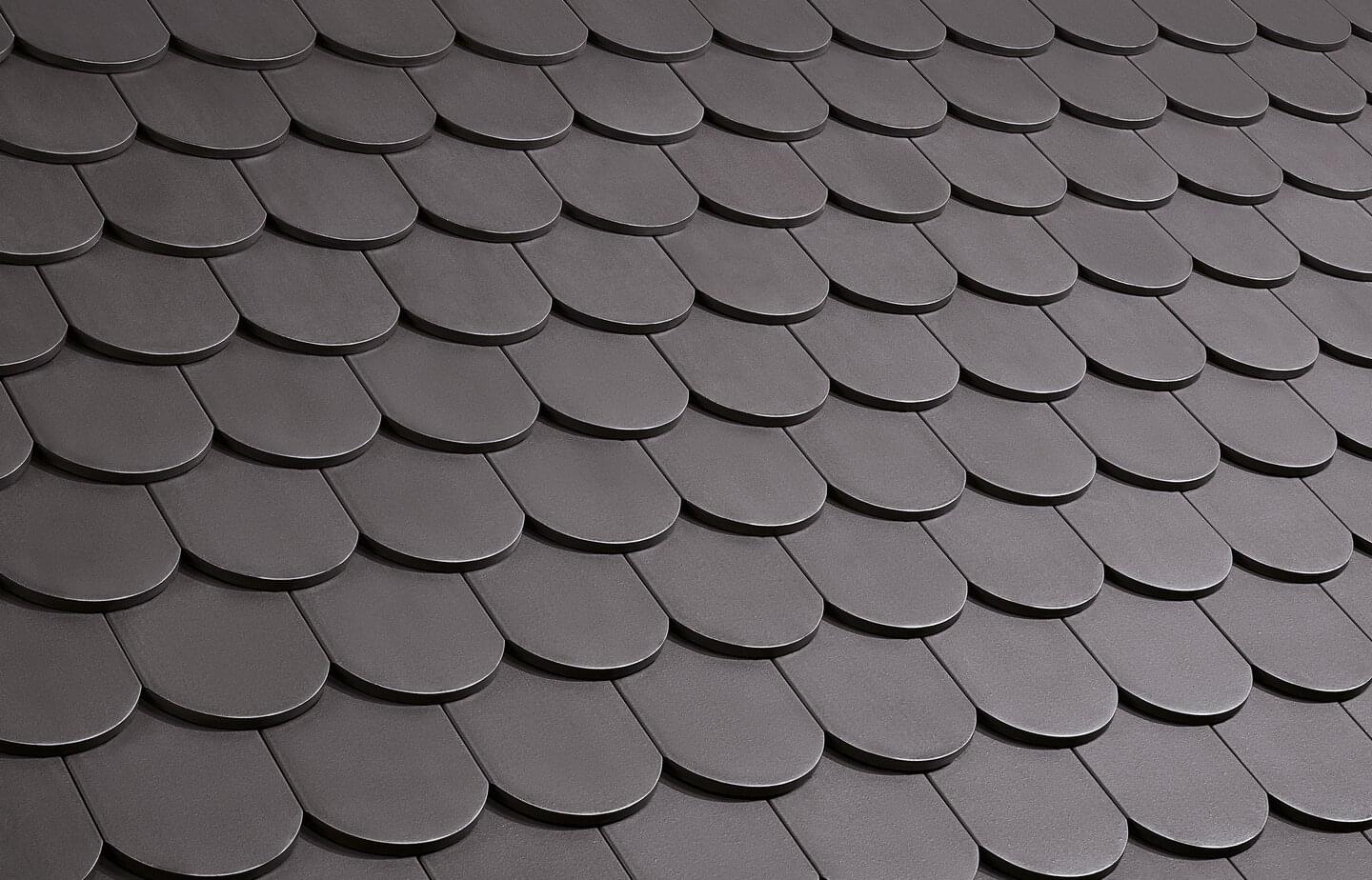Tuiles plates écaille - Tuile standard Anthracite | Motif de surface toît | © © ERLUS AG 2021