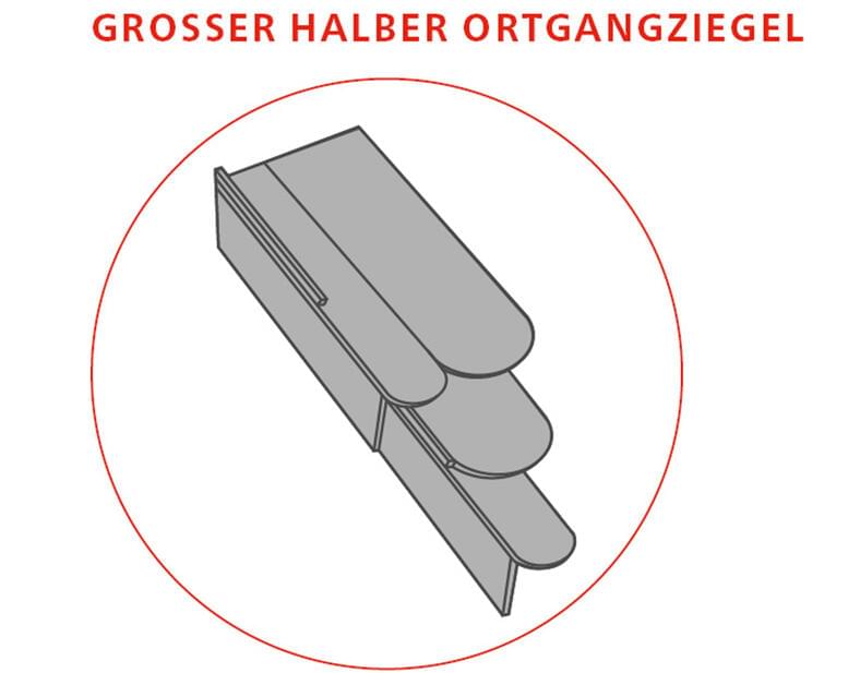 ERLUS Technische Zeichnung Biberschwanzziegel - Großer halber Ortgangziegel | © ERLUS AG 2018