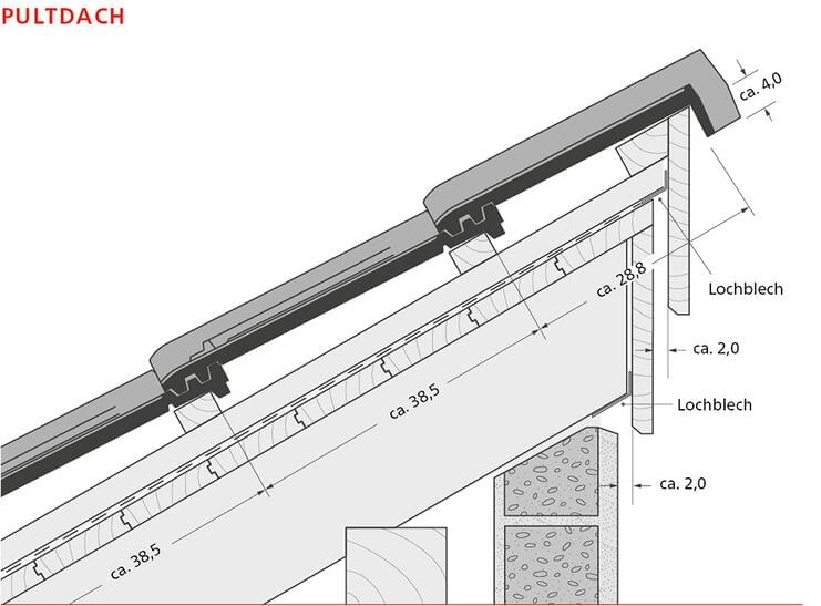 ERLUS Technische Zeichnung E 58 MAX® - Pultdach | © ERLUS AG 2018