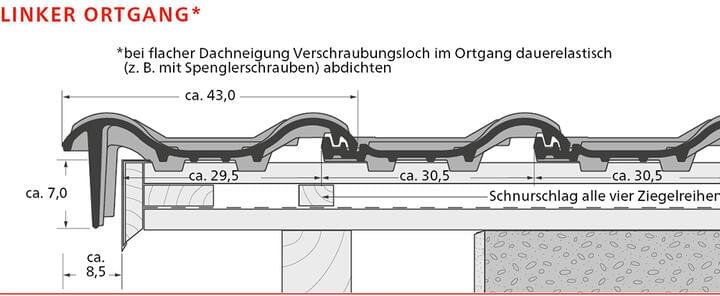 ERLUS Technische Zeichnung E 58 PLUS® - Linker Ortgang | © ERLUS AG 2018