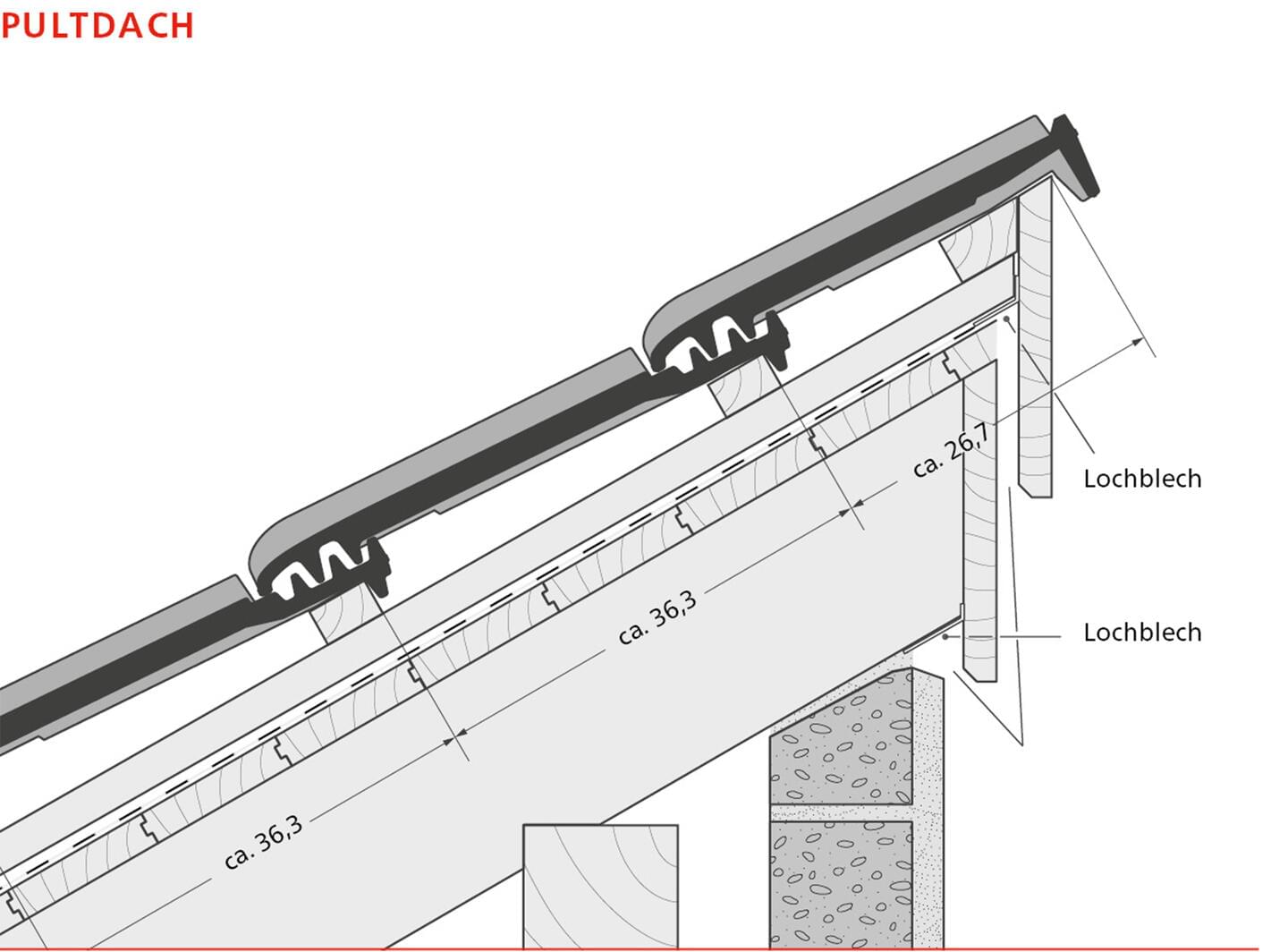 ERLUS Technische Zeichnung E 58 RS® - Pultdach | © ERLUS AG 2018