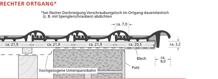 ERLUS Technische Zeichnung E 58 RS® - Rechter Ortgang | © ERUS AG 2018