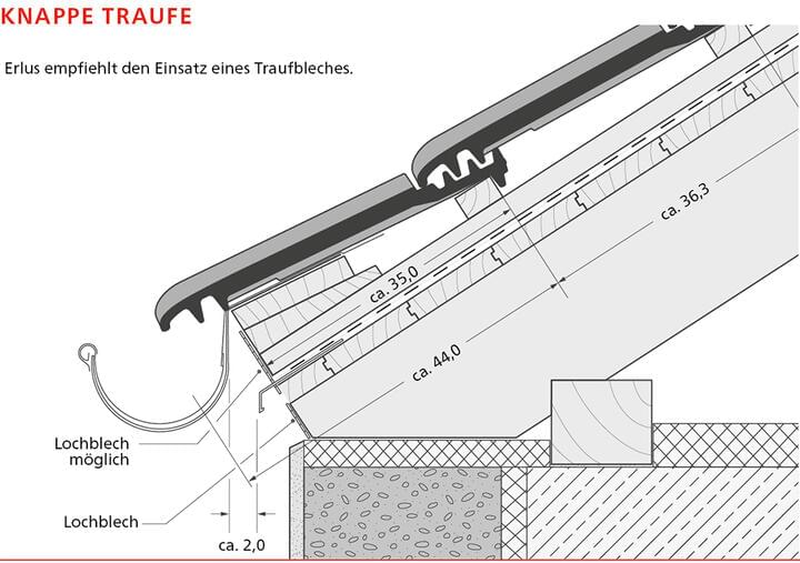 ERLUS Technische Zeichnung E 58 RS® - Knappe Traufe | © ERLUS AG 2018
