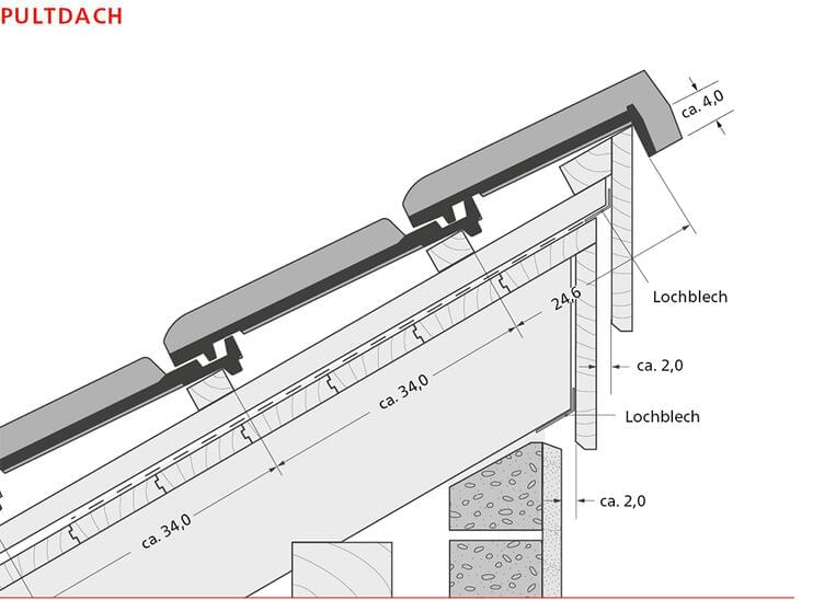 ERLUS Technische Zeichnung E 58 S - Pultdach | © ERLUS AG 2018