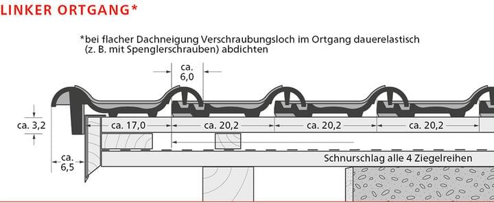 ERLUS Technische Zeichnung E 58 S - Linker Ortgang | © ERLUS AG 2018