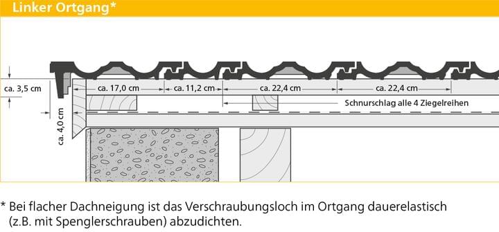 ERLUS Technische Zeichnung Großfalzziegel - Linker Ortgang | © ERLUS AG 2018