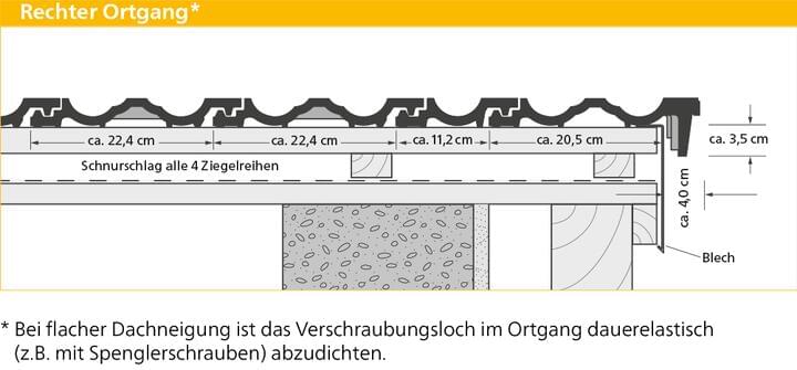 ERLUS Technische Zeichnung Großfalzziegel - Rechter Ortgang | © ERLUS AG 2018
