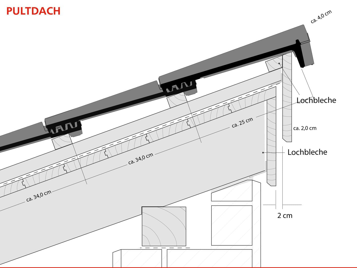 ERLUS Technische Zeichnung Karat® - Pultdach | © ERLUS AG 2018
