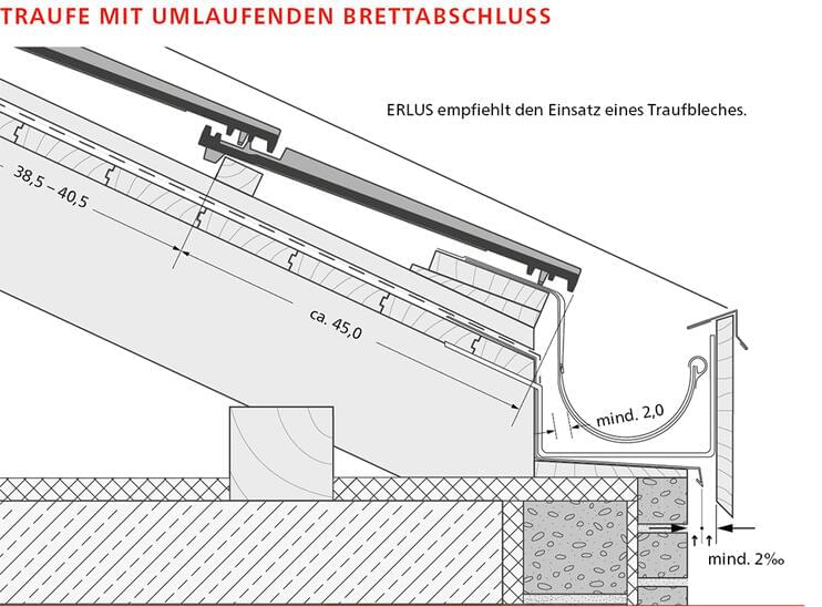 ERLUS Technische Zeichnung Karat® XXL - Traufe mit umlaufenden Brettabschluss | © ERLUS AG 2018