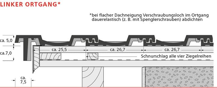 ERLUS Technische Zeichnung Karat® XXL - Linker Ortgang | © ERLUS AG 2018