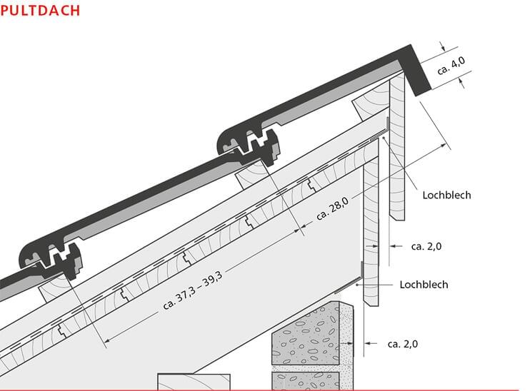 ERLUS Technische Zeichnung Linea® - Pultdach | © ERLUS AG 2018