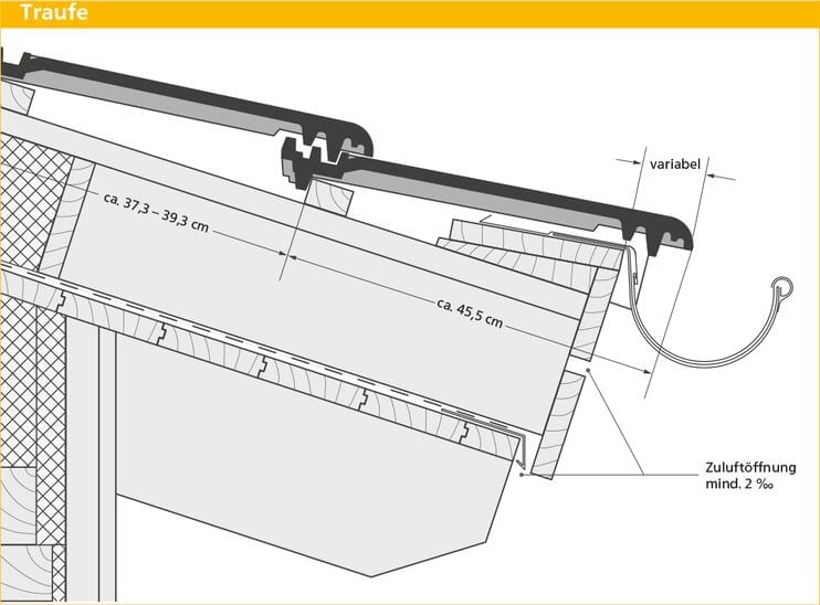 ERLUS Technische Zeichnung Linea® - Traufe | © ERLUS AG 2018