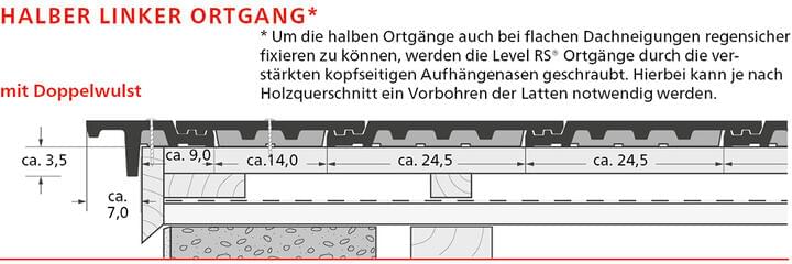 ERLUS Technische Zeichnung Linea® - Halber Linker Ortgang mit Doppelwulst | © ERLUS AG 2018