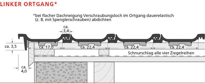 ERLUS Technische Zeichnung Reformpfanne SL - Linker Ortgang | © ERLUS AG 2018