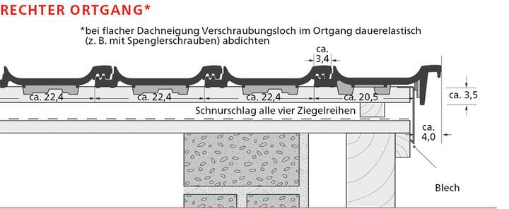 ERLUS Technische Zeichnung Reformpfanne SL - Rechter Ortgang | © ERLUS AG 2018