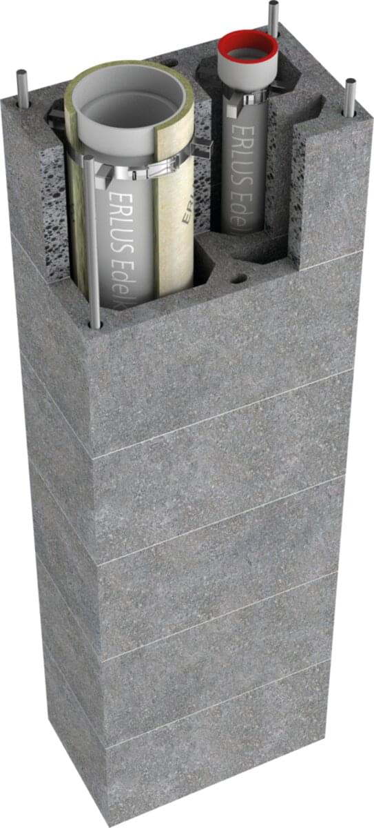 SL/SÜ+i, ERLUS LAF-Premiumschornstein + Überdruckabgasleitung Geschosshoch, mit Installationsschacht - Rendering | © ERLUS AG 2018 SL/SÜ+i, ERLUS LAF-Premiumschornstein + Überdruckabgasleitung Geschosshoch, mit Installationsschacht - Rendering | © ERLUS AG 2018