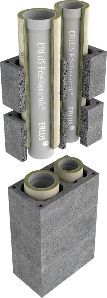 CI, ERLUS Leistungsschornstein, zweizügig - Rendering | © ERLUS AG 2018